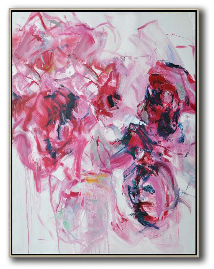 Hame Made Extra Large Vertical Abstract Flower Oil Painting #ABV0A19 - Canva Print Wall Huge